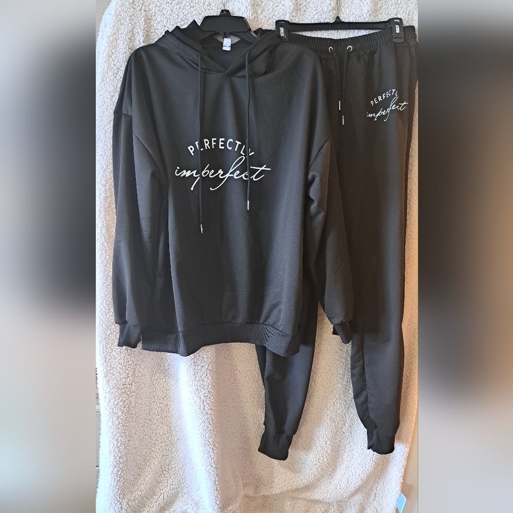 Black 'Perfectly Imperfect' Hoodie and Joggers Set BUNDLE AND SAVE!